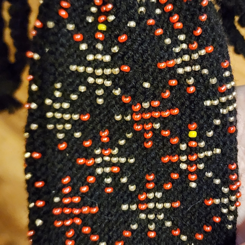 Beaded Black Drawstring Pouch - image 7